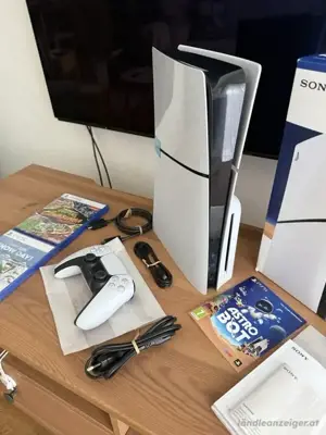 PS5 Sony slim astro bot édition mit verpakung und kontrollern + 2 videospiel  Bild 3