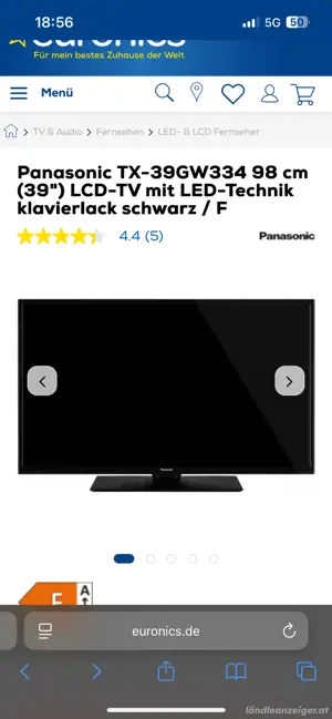 Panasonic LED TV TX-39GW334 in 39 Zoll