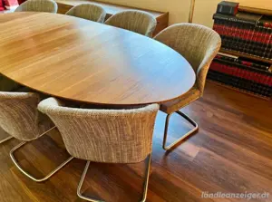 Konferenztisch Esstisch groß oval elliptisch 8 Freischwinger