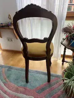 Biedermeierstuhl Nachbildung Mahagoni mit goldgelbem Samtbezug Bild 2