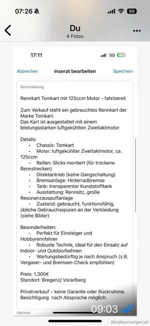 Rennkart Tomkart 125 ccm Motor Bild 2