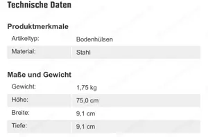 Einschlagbodenhülse - 75cm 9,1*9,1cm