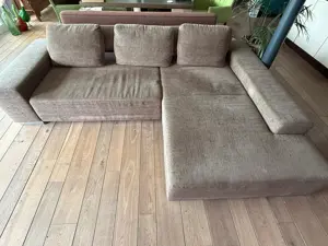 Couch, Ecksofa, Stoff in braun-grau, Super Qualität