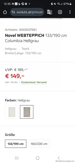 Teppich Novel neu 133 x 190 hellbeige Bild 5