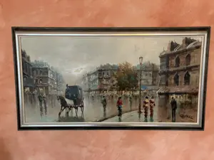 Gemälde "Pariser Straßenszene 19. Jh.", Edoardo Cortese, Öl auf Leinwand