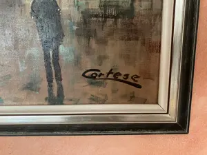 Gemälde "Pariser Straßenszene 19. Jh.", Edoardo Cortese, Öl auf Leinwand Bild 2