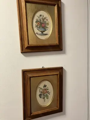 2 Bilder mit Blumenmotiv auf Karton