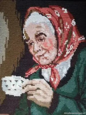 Gobelin Bild Alte Frau
