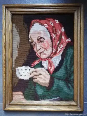 Gobelin Bild Alte Frau Bild 3