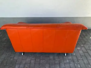 Couch Echtleder orange vintage 2 sitzer  Bild 3