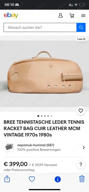 Tennis Tasche aus Leder Bild 2