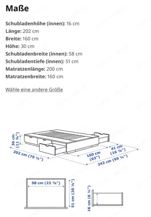 Ikea Nordli Bettgestell mit Schubladen 160x200 Bild 7