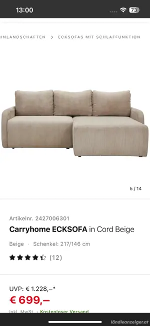 Cordsofa WIE NEU Bild 4