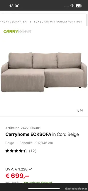 Cordsofa WIE NEU Bild 2