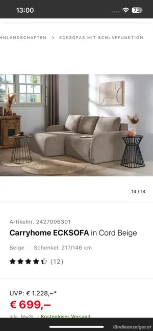 Cordsofa WIE NEU Bild 3