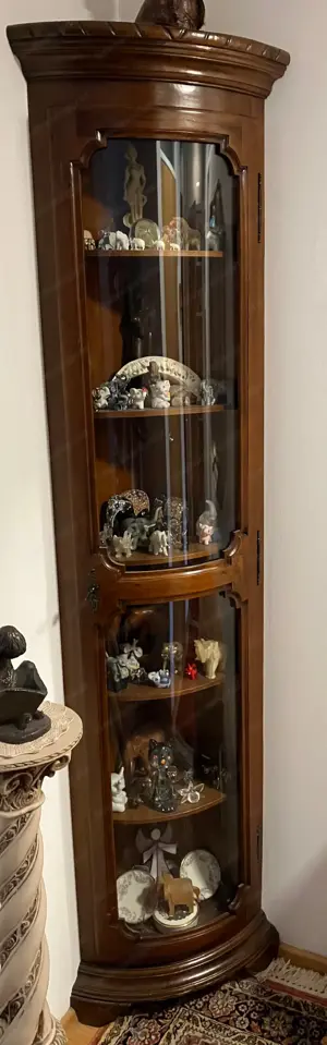 Eckvitrine Vollholz Glas mit 6 Fächern
