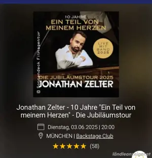 Jonathan Zelter - 2 Tickets - 3.6. München