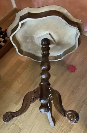 Beistelltischchen mit Einlegearbeiten dunkelbraun Vintage Bild 2