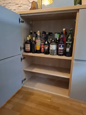 Highboard Schrank, 4 Türen Grau Holz Bild 3