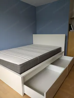 Bett 140 x 200 mit 2 Schubkästen, Federkernmatratze und Lattenrost Bild 2