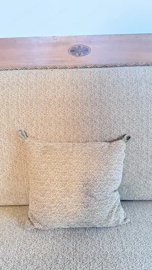 Antike gepolsterte Sofa Bank Renoviert Gelb Orange  Bild 2