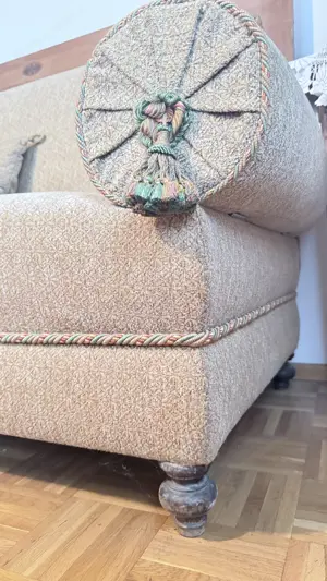 Antike gepolsterte Sofa Bank Renoviert Gelb Orange  Bild 3