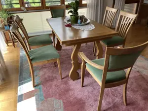 6 Stühle Ahorn Samtbezug grün Manufaktur Längle & Hagspiel Bild 2