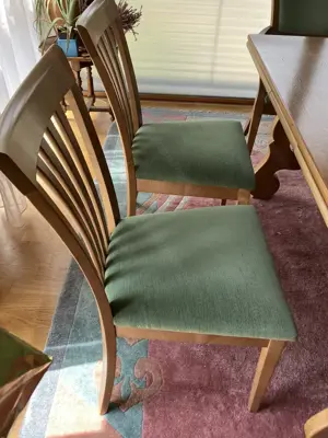 6 Stühle Ahorn Samtbezug grün Manufaktur Längle & Hagspiel Bild 3