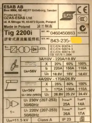 ESAB Caddy TIG 2200i DC TA34 WIG-Schweißgerät Bild 2