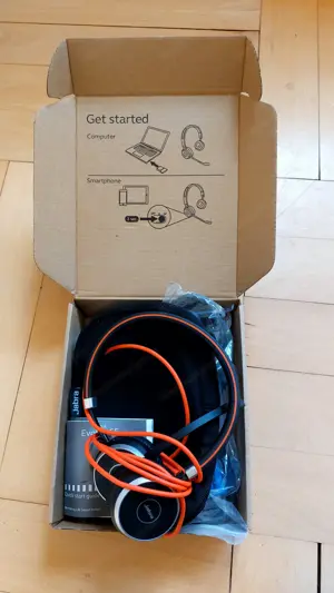 Jabra Evolve 65 UC Stereo Bluetooth USB PC Headset Mit Link 370 Adapter Dongle neuwertig