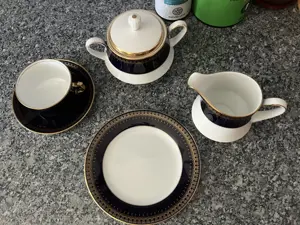 Kaffeeservice "Romanov", kobaltblau mit Goldrand 6-teilig komplett