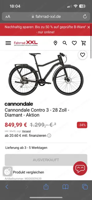 Fahrrad Cannondale Contro 3 