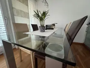 Glas-Esstisch Optimass 190 x 87 cm und 6 Stühle - Esszimmer, Tisch, Stuhl, Glas, modern Bild 4
