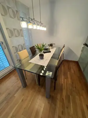 Glas-Esstisch Optimass 190 x 87 cm und 6 Stühle - Esszimmer, Tisch, Stuhl, Glas, modern Bild 2