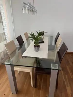 Glas-Esstisch Optimass 190 x 87 cm und 6 Stühle - Esszimmer, Tisch, Stuhl, Glas, modern Bild 5