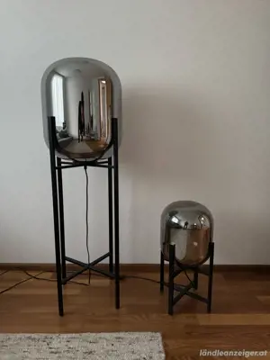 Zwei stilvolle Rauchglas-Leuchten   Steh- & Tischlampe im Set Bild 3