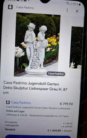 Steinfigur Liebespaar für Garten oder Terrasse 