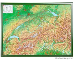 3D Reliefkarte Schweiz mit Holzrahmen