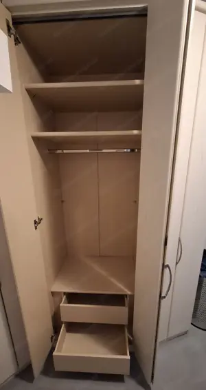 Falttüreneckschrank, Esche weiss mit Schubkasteneinsatz Bild 5