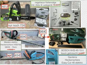 Akku Kettensäge Heckenschere Bosch Gardena Metabo greenworks Tools