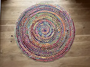 Jute-Teppich bunt rund