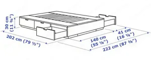 Bett samt Lattenrost und Matratze