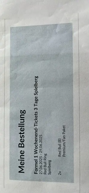 Verkauf Formel 1 - Drei Tagesticket Red Bull Ring Spielberg