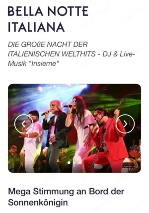 1 Ticket  Karte für Bella Note Italiana, auf der Sonnenkönigin am Samstag den 14.06.2025 Bild 2