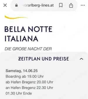 1 Ticket  Karte für Bella Note Italiana, auf der Sonnenkönigin am Samstag den 14.06.2025 Bild 4