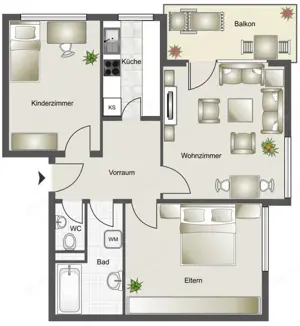 3-Zimmer Wohnung mit Garage