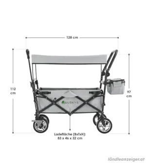 Faltbarer Bollerwagen mit Dach & Tasche Juskys NEU 