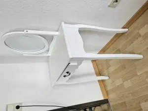 Schminktisch, weiss, Holz, mit Aufsatzspiegel, Hocker+Fell Bild 2