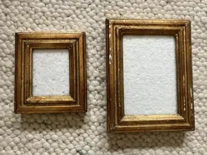 2 Bilderrahmen rechteckig klein goldfarben Vintage