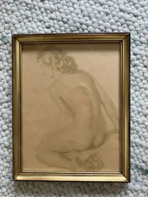 Frauenakt von hinten Bleistift mit Rahmen